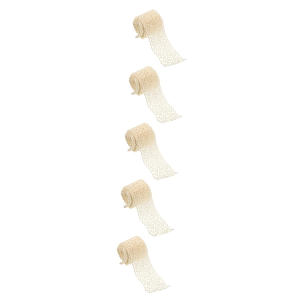 TEHAUX 5rollos Cinta De Encaje Bordado Decorativa Para Manualidades Metros De Adorno Para Ropa y Accesorios De Pelo Material Para Vestidos y Decoración De Fiestas