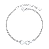 kelistom 925 Sterling Silver Bracelets for Women, Love Heart Charm Chain Bracelet Bangle Fashion Jewelry Gifts (infinity+heart)