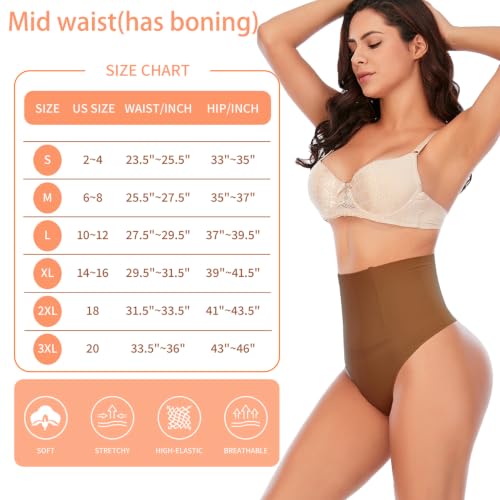 Image of Werena Tummy Control Thong Shapewear for Women Seamless Shaping Novelty Thong Panties Body Shaper Underwear