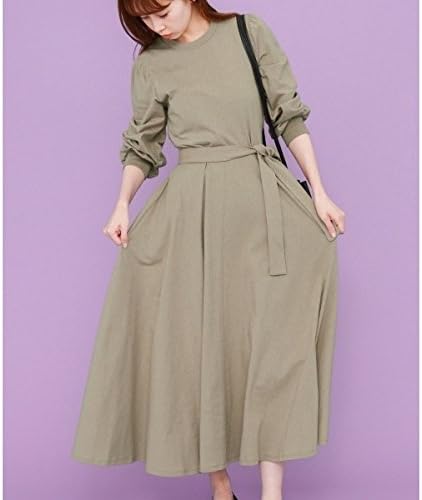 Amazon Co Jp Kbf Kbf レディスワンピース フレアボリュームカットワンピース Greige One 服 ファッション小物