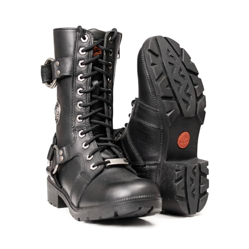 Image of Milwaukee Leather Women's Premium Leather Motorcycle Riding Boots - Lace-To-Toe Harness - Zipper Closure - MBL9391-7.5