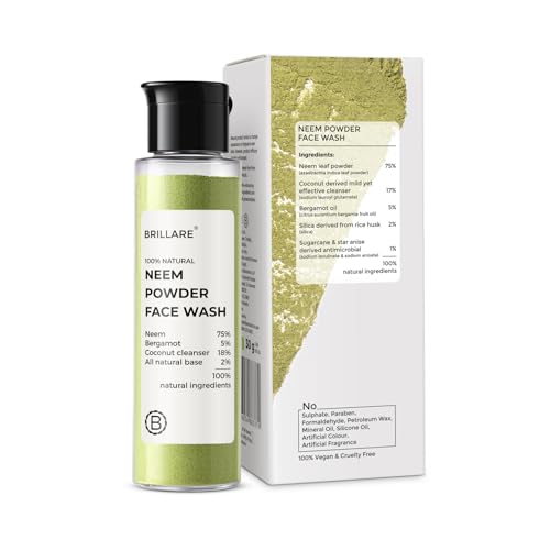 Image of Brillare Neem Powder Face Wash Fights Acne, Pimples & Blemishes 100% Natural & Zero Chemical Face Wash for men and women