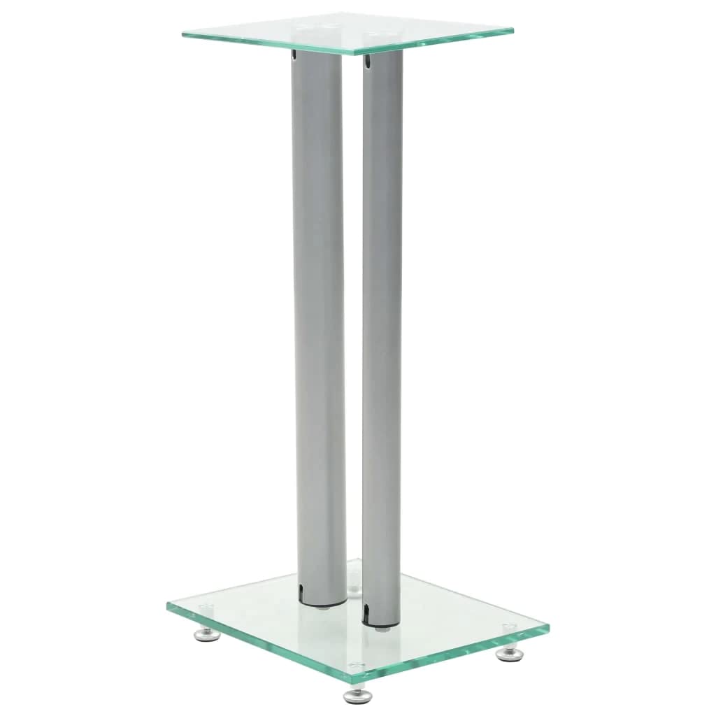 vidaXL Supporti per altoparlanti in argento, 2 pezzi, supporto per altoparlante da scaffale, design in vetro e alluminio, altezza massima 61 cm, capacità di carico 25 kg