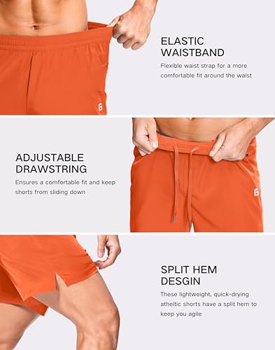 Image of GGJ Men's Lightweight Athletic Shorts with 2 Zipper Pockets 7 inch /9 inch /5 inch Gym Workout Running Quick Dry Tennis Shorts for Men