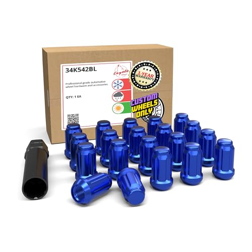 Image of Wheel Accessories Parts 20 Pcs 1 /2 inch-20 Thread Car Spline 35mm 1.38 inch Long Lug Nuts Blue Spline Hex Fits Ford Mustang | Jeep CJ Wrangler Grand Cherokee