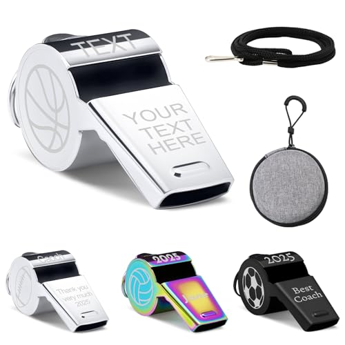 Reuhen Silbato Personalizado con Grabado Texto y Logotipo, Silbato de Acero Inoxidable Fuerte, para Árbitro, Entrenador, Profesor, Salvavidas, Escuela, Concurso de Grupo, Boda (Estilo-1)