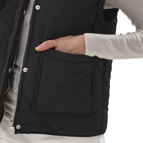 Gilet matelassé léger femme veste sans manches rembourrée d'extérieur vêtement chaud poches