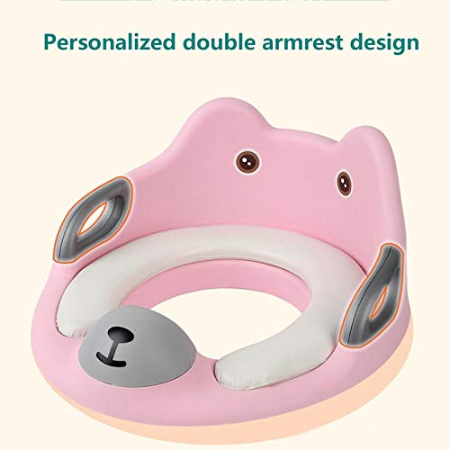 Sedile WC Bambini Con Schienale - Riduttore Morbido Per Bagno, Rosa E Grigio, Adatto Per WC Rotondi/Ovali