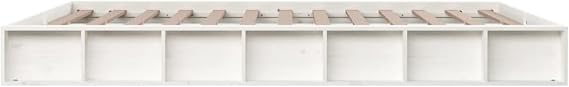Bed Frame White 140x200 cm Solid Wood,Bed Frame,Bed Frame Modern Style,Bedroom Furniture(SPU:820677)