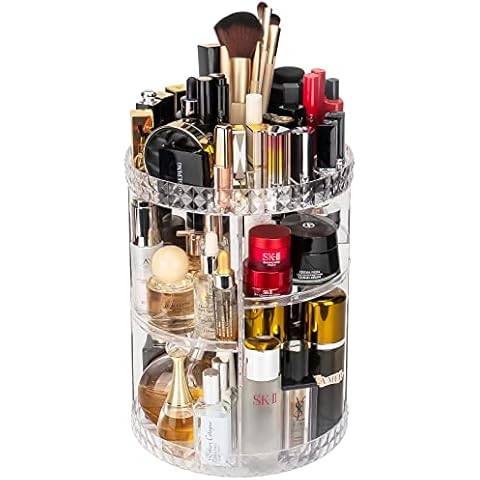 OBSGUMU 360 Rotating Makeup Organiser with 6 Trays Cover