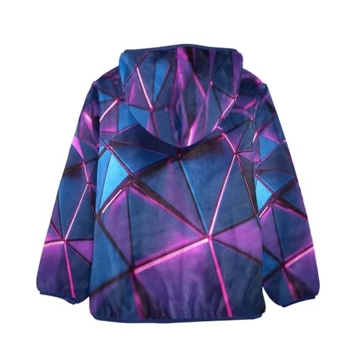Vibrant Blue Triangular Toddler Fleece Jacket Girl Boys Hooded Fleece Jacket Coat Warm Outwear Zip-up 3-10T2