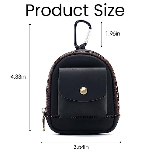 Leather Coin Purse, Soft Change Purse with Hook and 2 Pockets, Mini Coin Pouch Holder For Men Women (Green)4