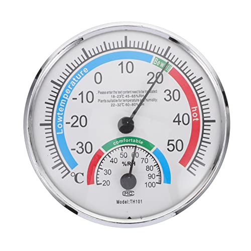 BESPORTBLE Termómetro Temperatura Ambiente Medidor De Temperatura Exterior Termometro Interior y Exterior Higrómetro Al Aire Libre Para Patio Higrotermógrafo 2 En 1 Metal Silver