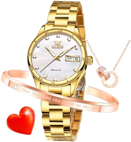 OLEVS Womens Watches Set Gold Autoamtic Self Winding Mechanical L...