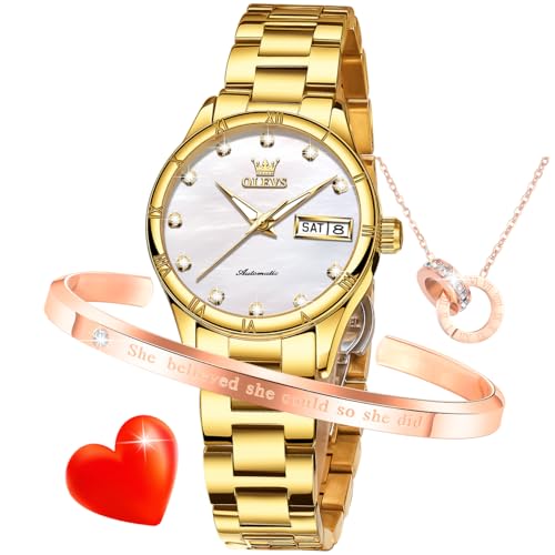 OLEVS Womens Watches Set Gold Autoamtic Self Winding Mechanical L...