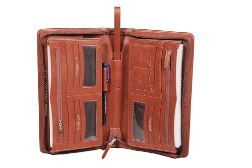 Image of Sukeshcraft Multiple Cheque Book Holder | Original PU Holds Upto 8 Cheque Books, Brown