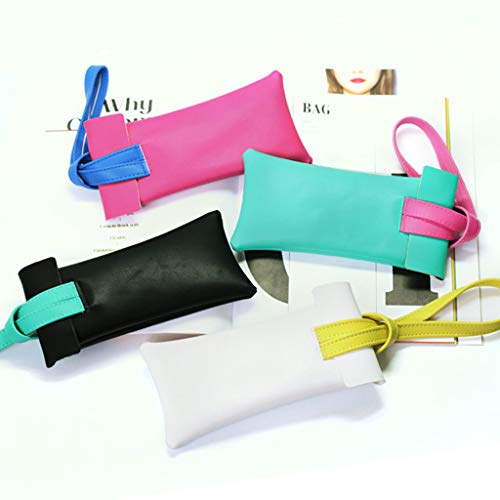 kowaku Estojo de óculos de couro PU, caixa de óculos, bolsa de óculos de sol, com fita, Branco