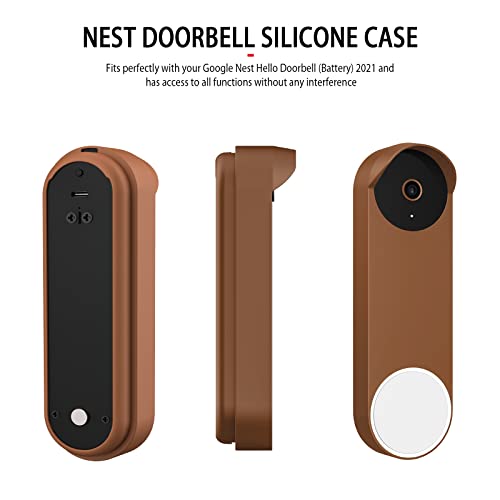 Image of Silicone Case for Google Nest Hello Doorbell (Battery) Cover - Weatherproof Protective Silicone Doorbell Skin Case (Brown)