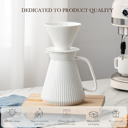 Image of Pour Over Coffee Maker Set V60 Coffee Dripper Set, White Cream,for Home Cafe Restaurant Camping
