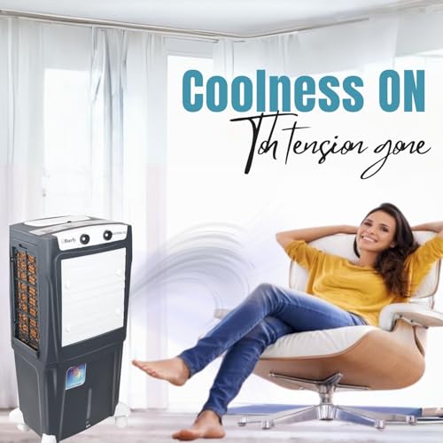 Image of BHABURLY | Eazycool 45 L Room Personal Air Cooler | 4-Way Air Deflection | 2350 CMH Ice Chamber, Anti-Bacterial Honeycomb Pad, 3-Speed Control, Castor Wheels, Inverter Compatible, 200 sqft Floor Area
