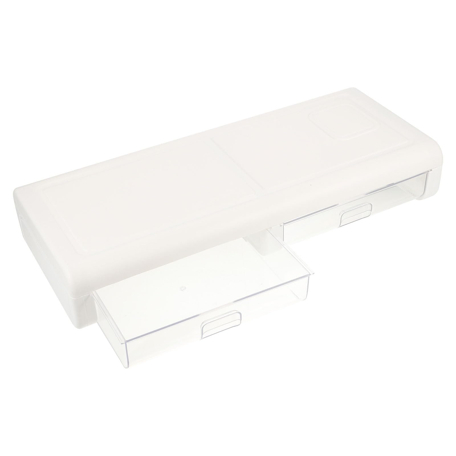 Soporte Elevador de Plástico Blanco con Cajón para Monitor de Escritorio