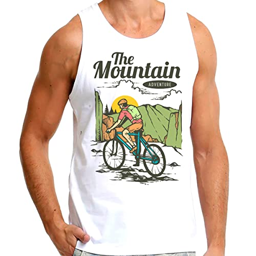 Camiseta Masculina Regata Branca Montanha Ciclista Bicicleta Paisagem (as2, alpha, x_l, regular)