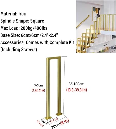 Rampe d'escalier pour grenier et couloir support en U or 100cm - 3