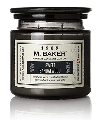 Colonial CandleM Baker 14 Oz Sweet Sandalwood Scented Jar Candle Natural Soy Wax Blend