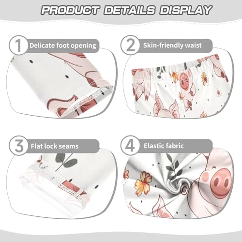 Toddler Girls Leggings Printed Yoga Pants Leggings Yellow Flower Pink Pig for Kids3