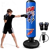 NIBBaNACAL Punching Bag for Kids 8-12, 63" Ninja Inflatable Boxing Bag with Gloves, Kids Punching Bag Gifts for Boys & Girls, 5-in-1 Boxing Set for Practicing Karate & Taekwondo