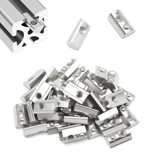 LINTRA 50 Piezas Tuercas M6 Ranura 8 T con Ranura Esférica, 40-Serie M6 Tuerca de Ranura en T, Tuercas de Bola de Perfil, Tuerca Deslizante, para Impresoras 3D CNC Perfil en C, Estándar Europeo