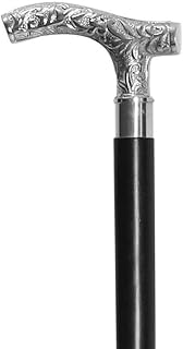 Blackperlcrafts Vintage Brass Silver Victorian Head Handle Designer Cane Wooden Derby Stick Steampunk Style Black Walking Stick Brass Walking Unisex Cane for Hiking Trekking Tactical Defense