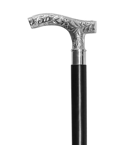 Blackperlcrafts Vintage Brass Silver Victorian Head Handle Designer Cane 38
