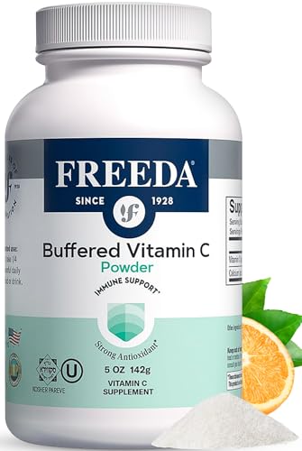 FREEDA Buffered Vitamin C Powder &ndash; Gentle On Stomach Vitamin C, Non-Acidic, Vegan, Kosher,...