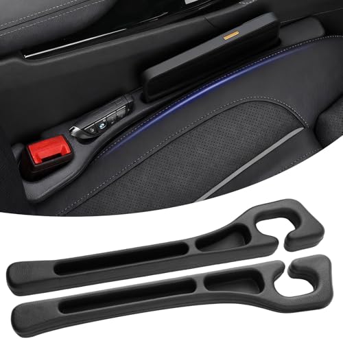 fccairms 2PCS Car Seat Gapster, Car Seat Gap Filler for Filling Gaps Between Consoles, No Drop Seat Guard with Storage Slot, Black