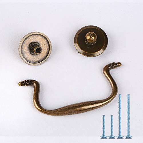 Mood.sc 4 Pack 2 3/4" C-C Bail Drawer Pull Drop Swing Dresser Handles Hanging Pulls Cabinet Knobs Pull Antique Bronze Antique Brass Swan Neck Bail Pulls Hardware 70 Mm 2.75" Hole Center #TOP3