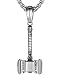 LineAve Men's Stainless Steel Large Thors Hammer Vikings Pendant Necklace, 23 + 2" Ext, 8c0005
