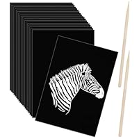 Scratch Art Paper Set Black Scratch Paper with Wooden Stick Scratch off Paper Scratch Art Drawing Paper for Kids Adults DIY Birthday Party Gift Supplies (24 Pieces)