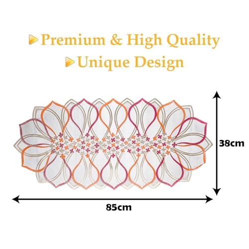Image of Kuber Industries Table Runner | PVC Dining Table Runner | Center Table Runner | Multi Leaf Table Runner | Table Runner Mat | Table Runner for Home Decor | Golden