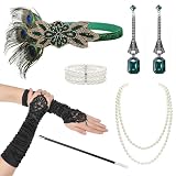 Picture of BABEYOND 1920s Flapper Accessories Gatsby Costume Accessories Set 20s Flapper Headband Pearl Necklace Gloves Plastic Holder