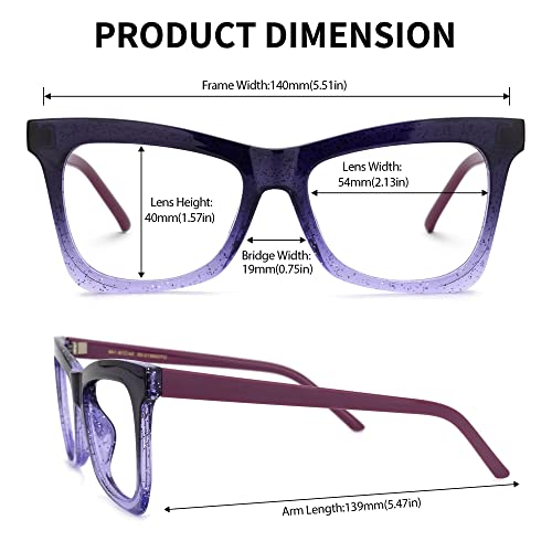 Image of Zeelool Stylish TR90 Oversized Butterfly Glasses with Non-prescription Clear Lens for Women Yaritza OT006813-05 Purple
