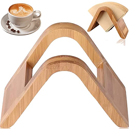 Portafiltros de Café de Bambú, Soporte de Contenedor de Papel de Filtro de Café, Estante de Almacenamiento de Papel de Café, para El Hogar, La Oficina, La Cafetería, El Hotel, Etc Cover