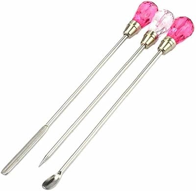 3pcs Nail Art Stirring Rod Stainless Steel Acrylic Powder Liquid Uv Gel Spoon Spatula Pin Dotting Pen Nail Manicure Tools