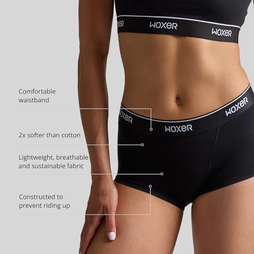 Image of Woxer Womens Boxer Briefs Underwear - Ultra Short Boyshorts Panties, Modal Fabric, Chafe-Free, Boxers for Sleep & Gym