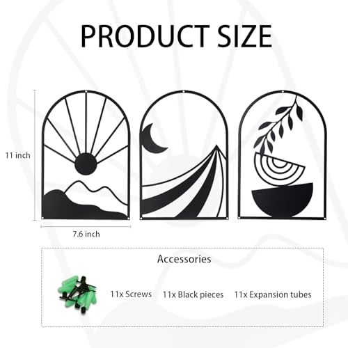 OYEFLY 3-PCS Boho Black Metal Wall Decor - 50% Off