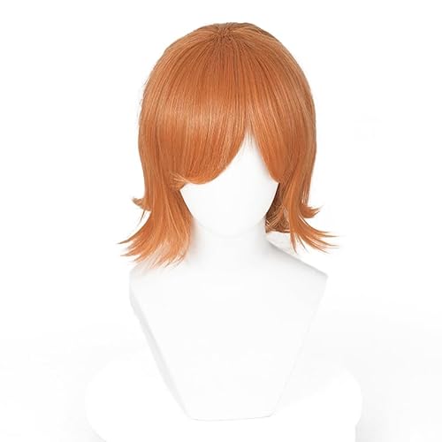 Probeauty Short Orange Cosplay Wig Ginger Spiky Fluffy Layered Wigs for Men Women Halloween Costume Daily Party Use with Wig Cap - Orange