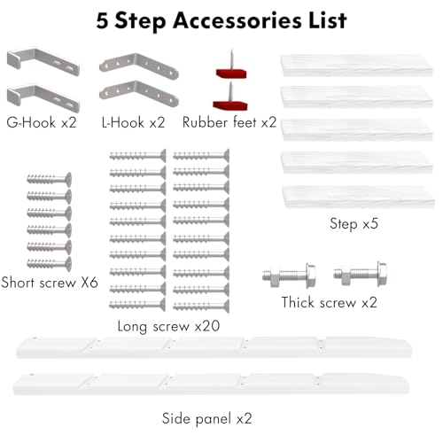 Image of 50 inch 55 inch 60 inch White Wood Bunk Bed Ladder, Lofted /Dorm /RV Bed Bunkbed Ladders with 4in Extra Wide Steps and Non-Slip Pads, Replacement Wooden Ladder for Motorhome /Camping (White, 60in /153cm)