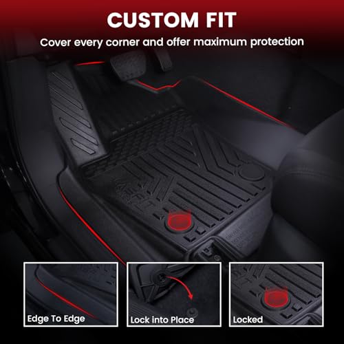 Image of LASFIT Floor Mats for Toyota Tacoma 2024-2026 Double Cab Gas Manual Tran Only (Not Fit Hybrid & Xtra Cab & Auto Trans) All Weather TPE Floor Liners for Custom Fit Tacoma Front&Rear 2 Row Mats