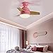 MONIK Reversibile Bambini Lampada Ventilatore Soffitto Camera Dimmerabile Ventilatore da Soffitto con Luce E Telecomando Silenzioso Soggiorno Ventilatore da Soffitto con Luce E Timer,Rosa,90CM