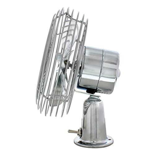 United Pacific 40848 Heavy-Duty Chrome 12V Car Fan W/6" Fan Blade For Cars, Trucks, Rvs, & Vans, All Metal, 2-Speeds, Adjustable Base - One Fan #TOP4
